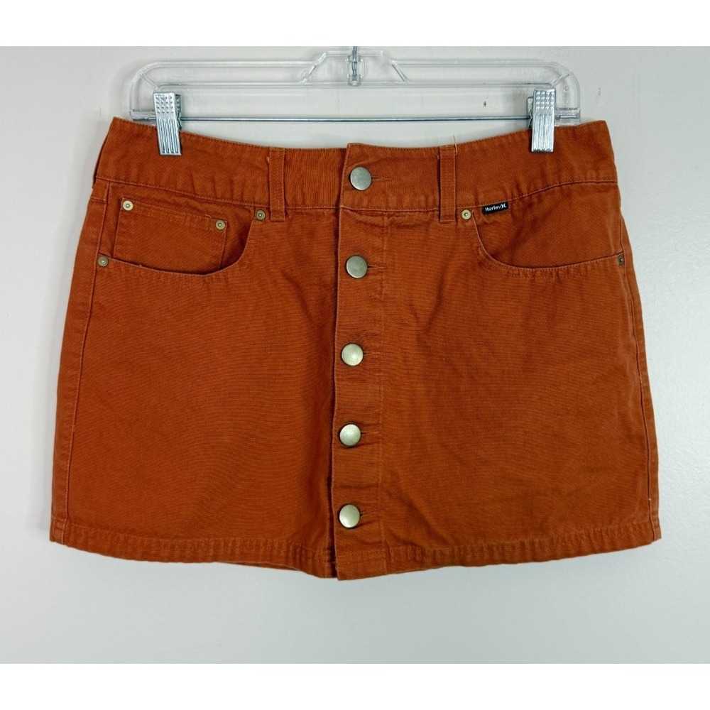 Hurley Women's Button Front A-Line Mini Skirt Rust Size 7 Casual Summer